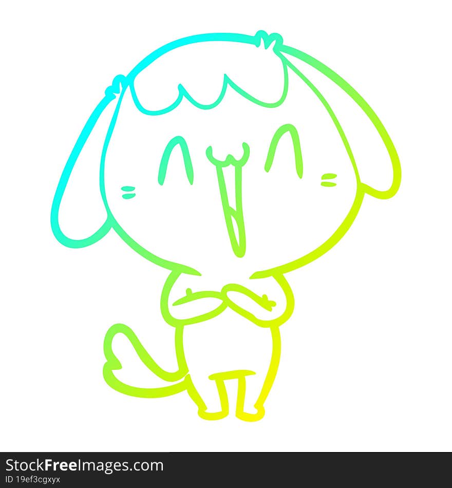 Cold Gradient Line Drawing Cute Cartoon Dog