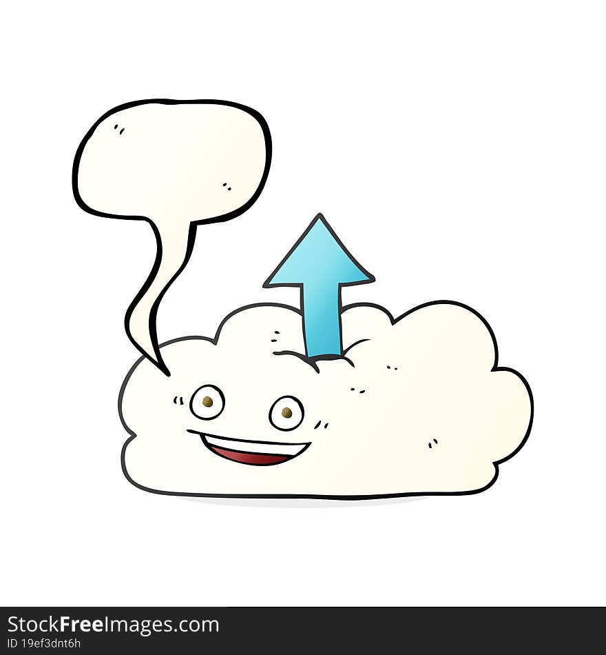 speech bubble cartoon upload to the cloud