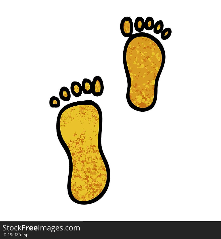 grunge textured illustration cartoon foot prints