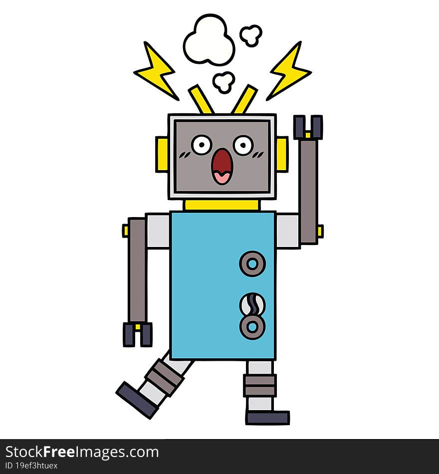 cute cartoon of a malfunctioning robot