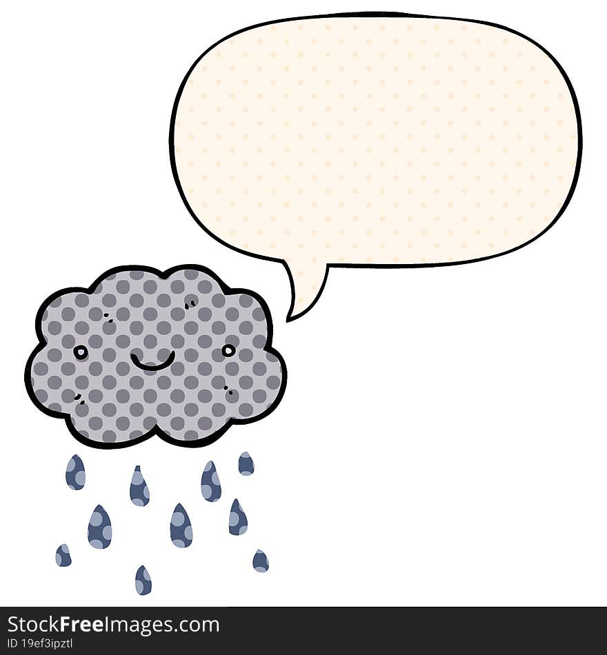 cute cartoon cloud and speech bubble in comic book style