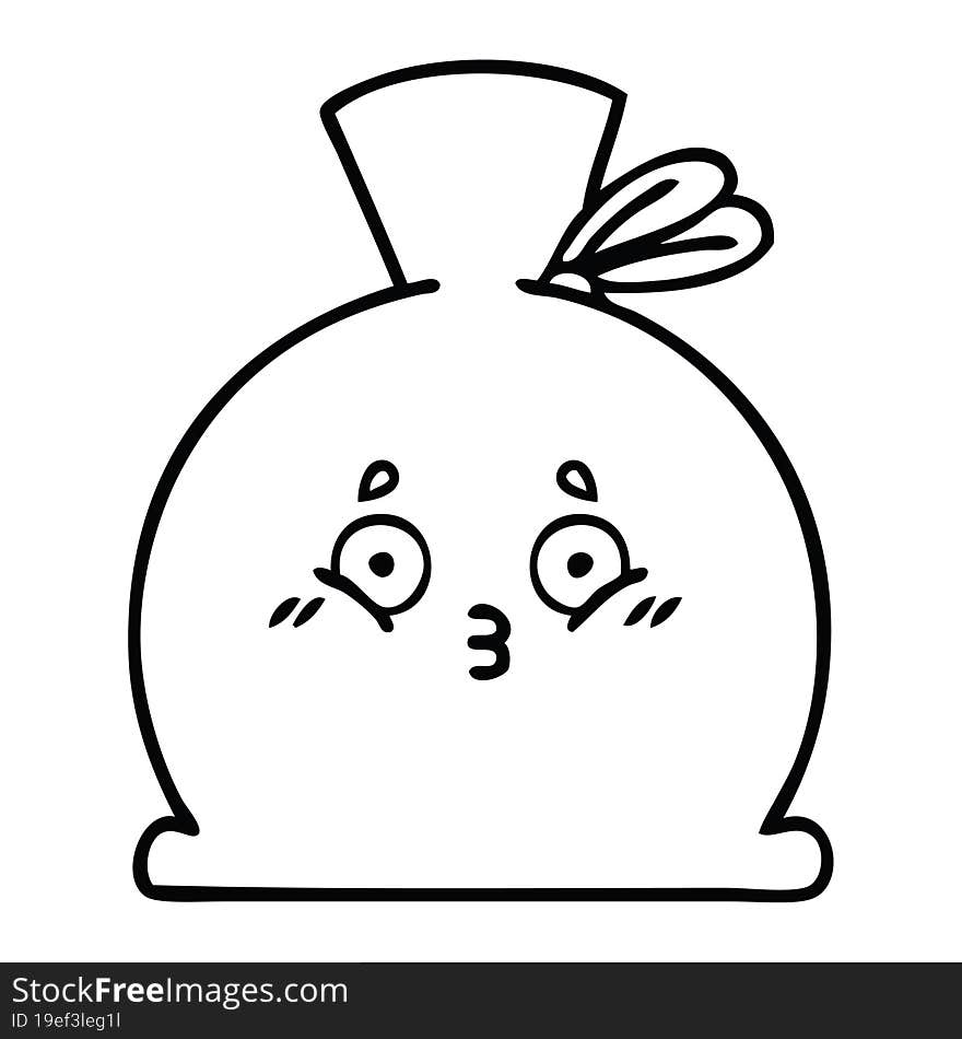 line drawing cartoon of a sack. line drawing cartoon of a sack