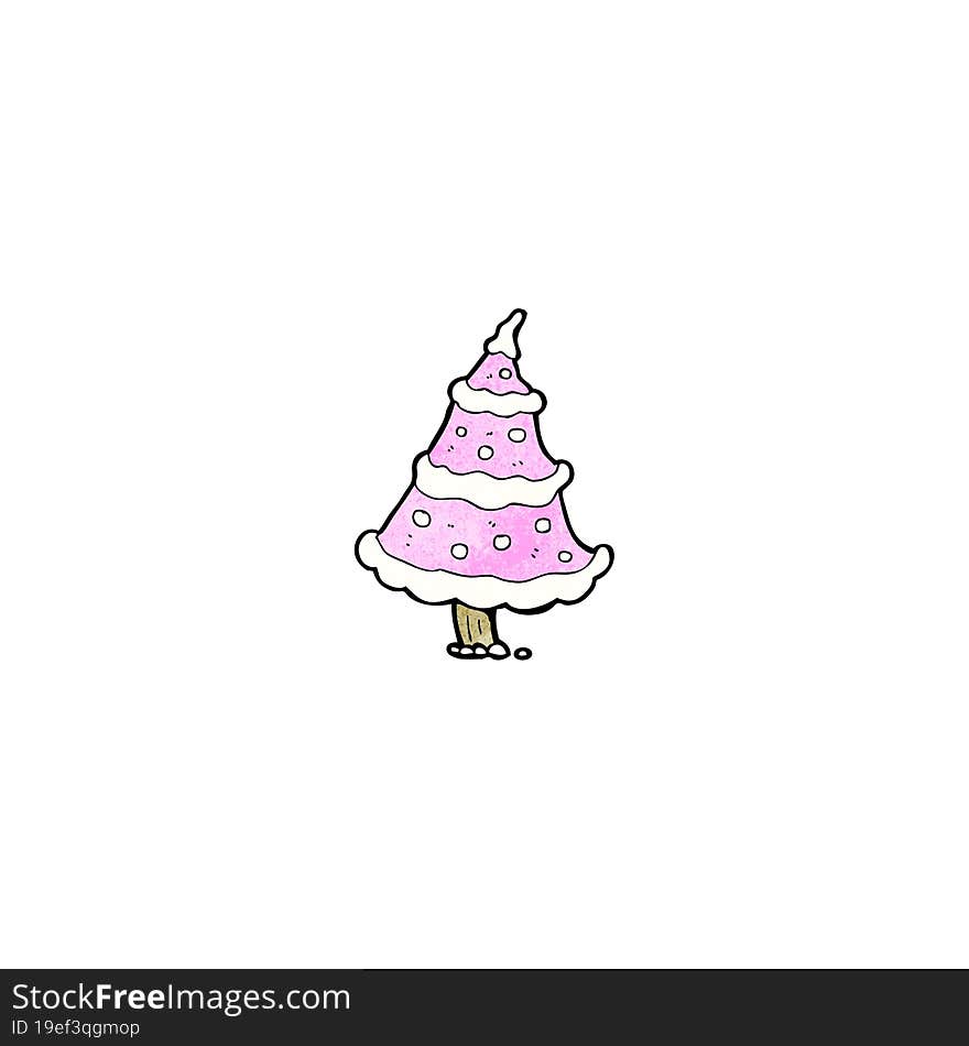 pink christmas tree cartoon