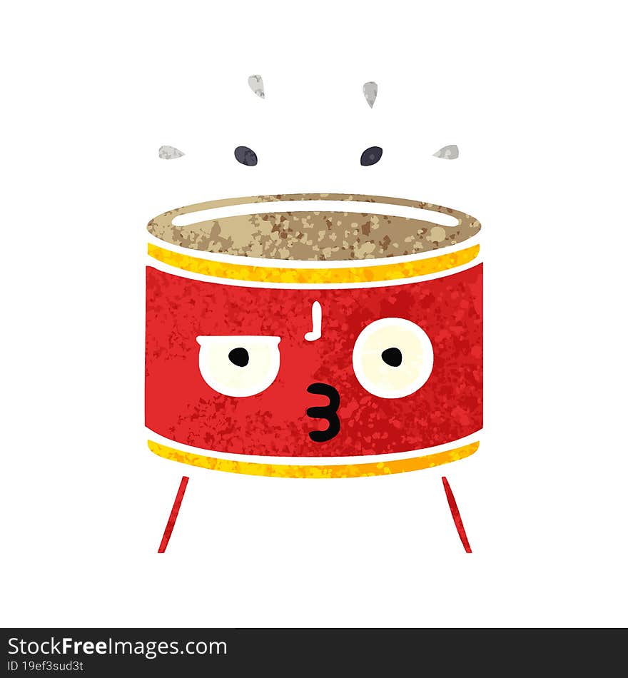 retro illustration style cartoon drum