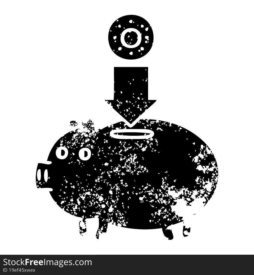 distressed symbol piggy bank