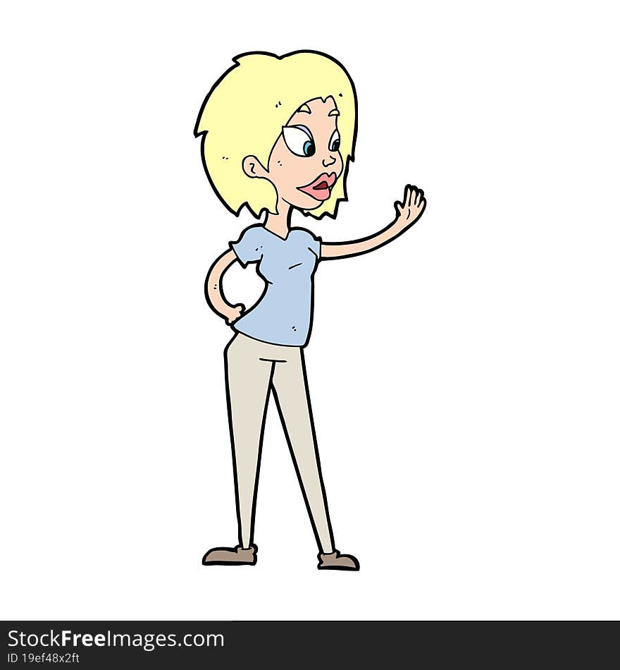 cartoon woman waving