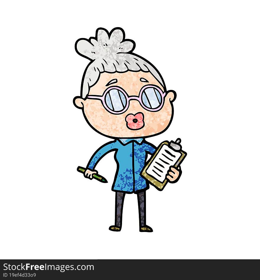 cartoon manager woman wearing spectacles. cartoon manager woman wearing spectacles