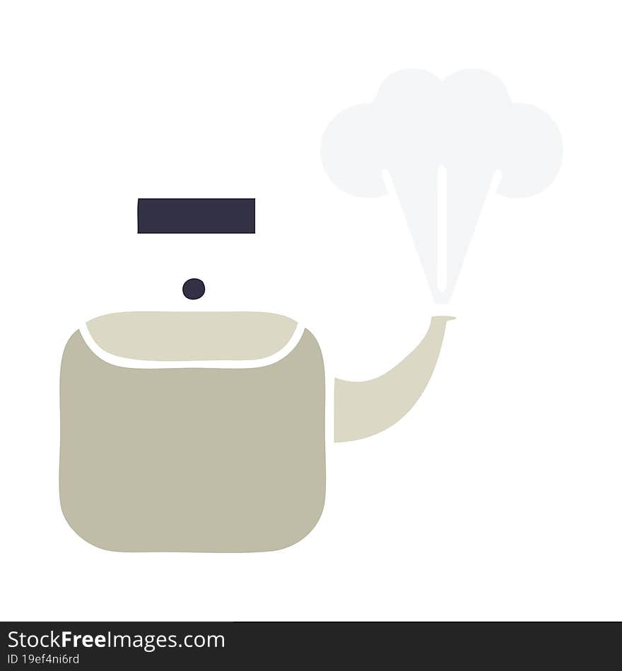 flat color retro cartoon steaming kettle