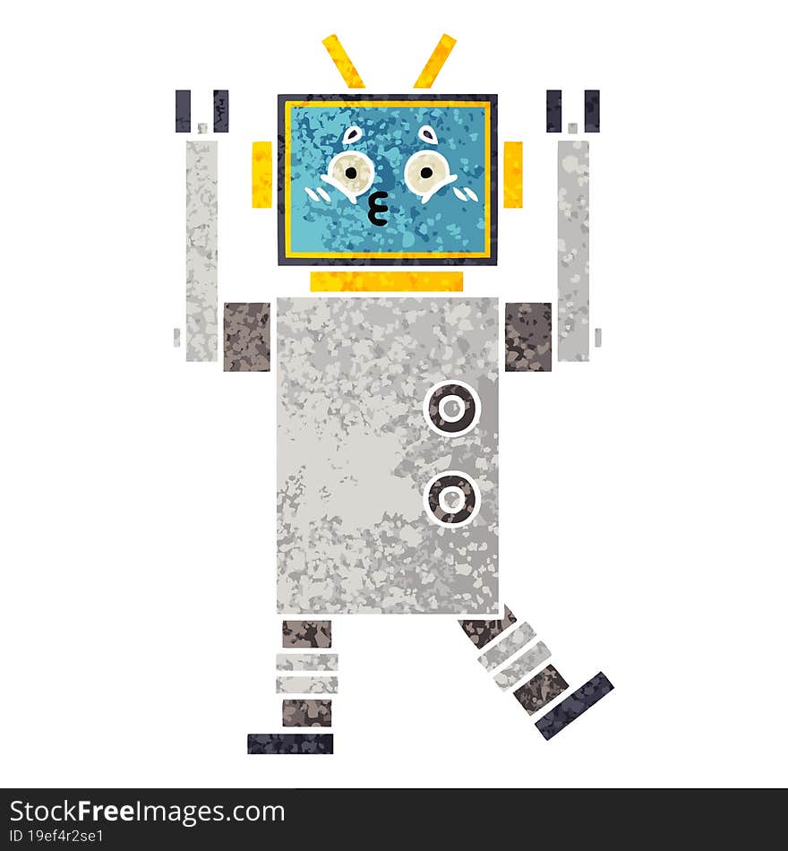 Retro Illustration Style Cartoon Robot