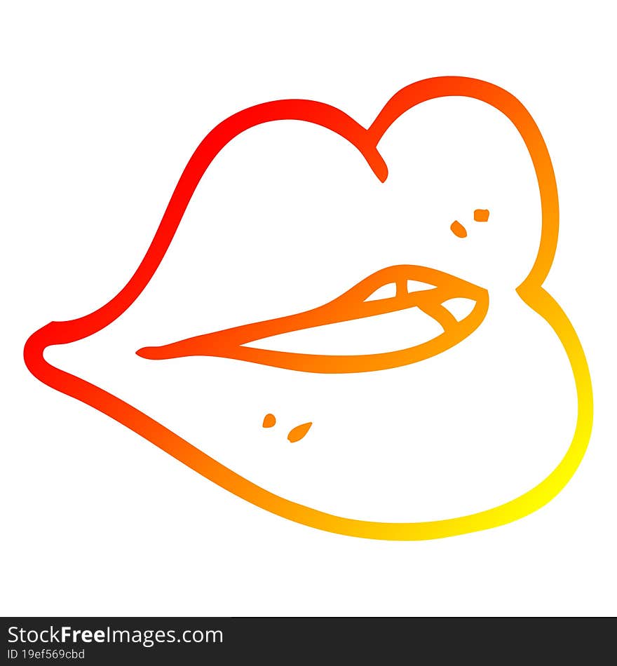 warm gradient line drawing of a cartoon red lips