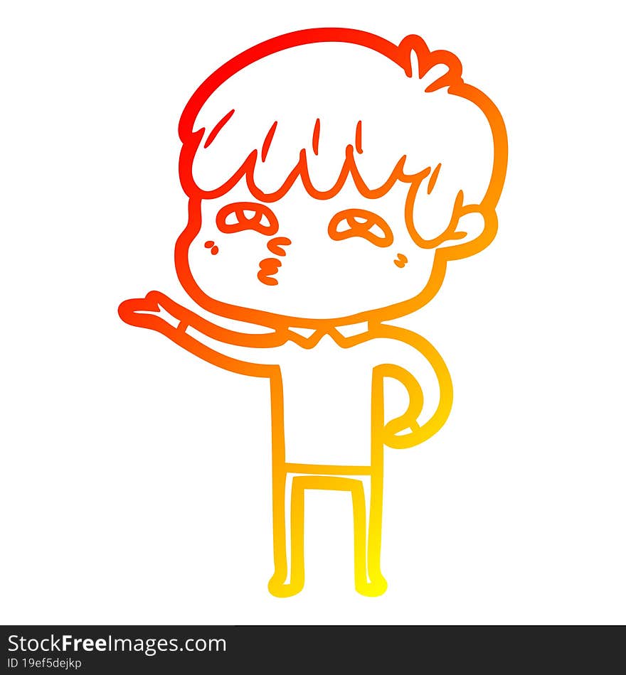 warm gradient line drawing cartoon curious man