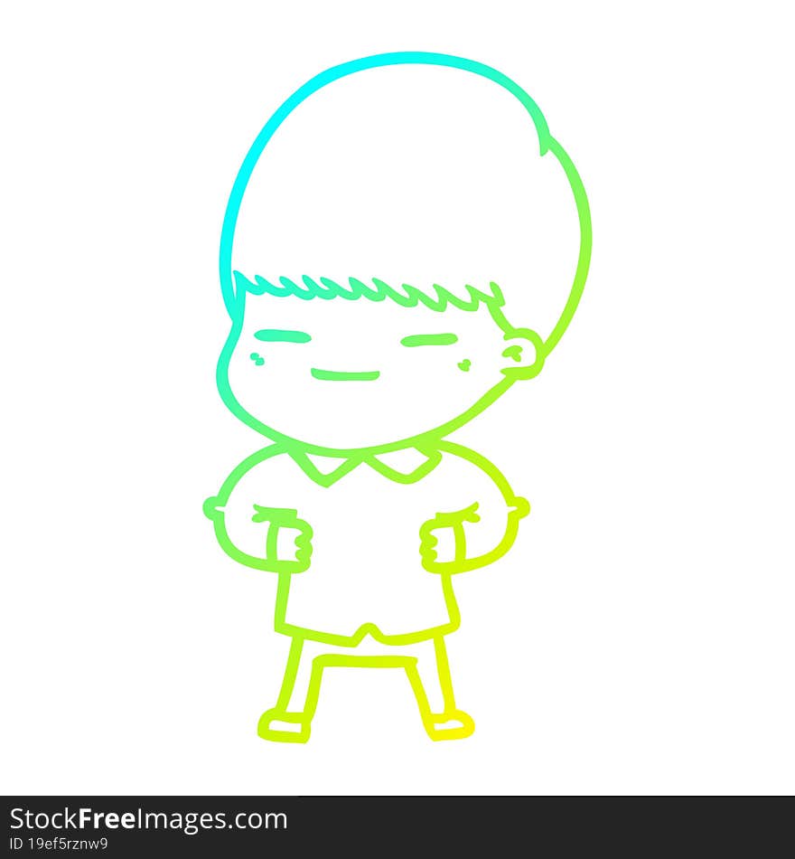 cold gradient line drawing cartoon smug boy