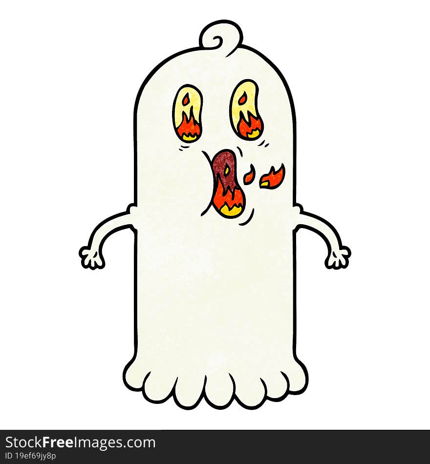 cartoon ghost with flaming eyes. cartoon ghost with flaming eyes