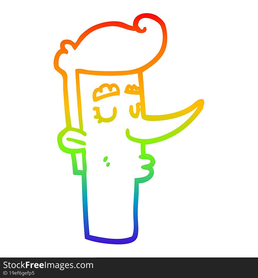 rainbow gradient line drawing cartoon arrogant man