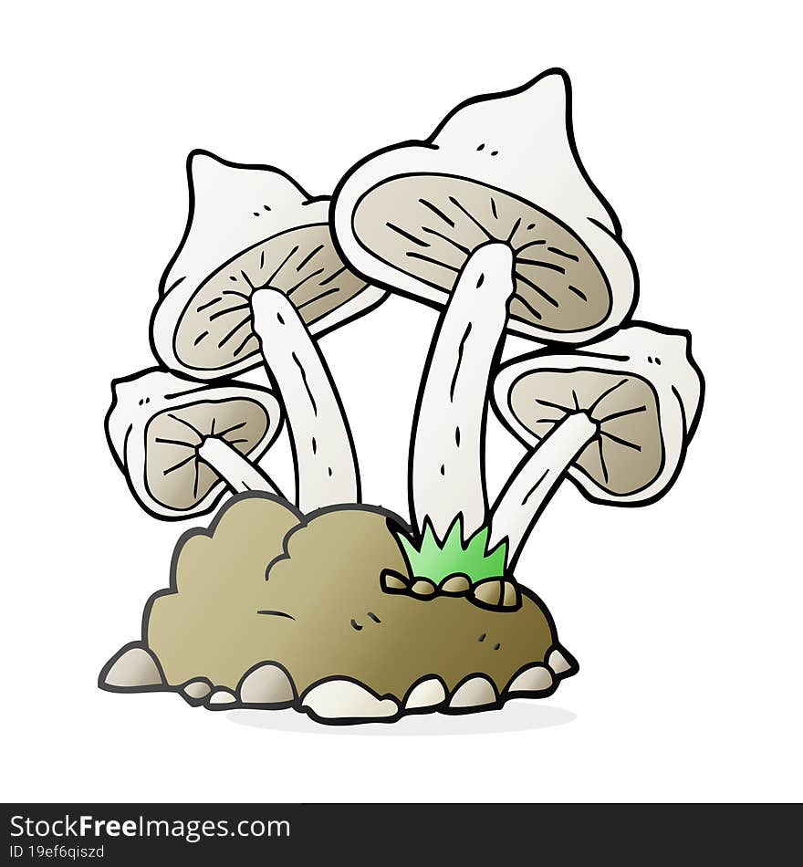 freehand drawn cartoon mushrooms