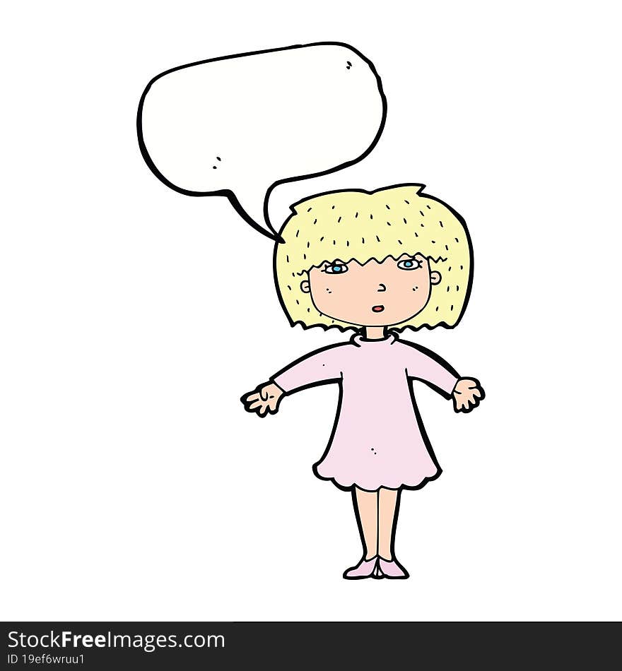 Cartoon Surprised Woman With Speech Bubble