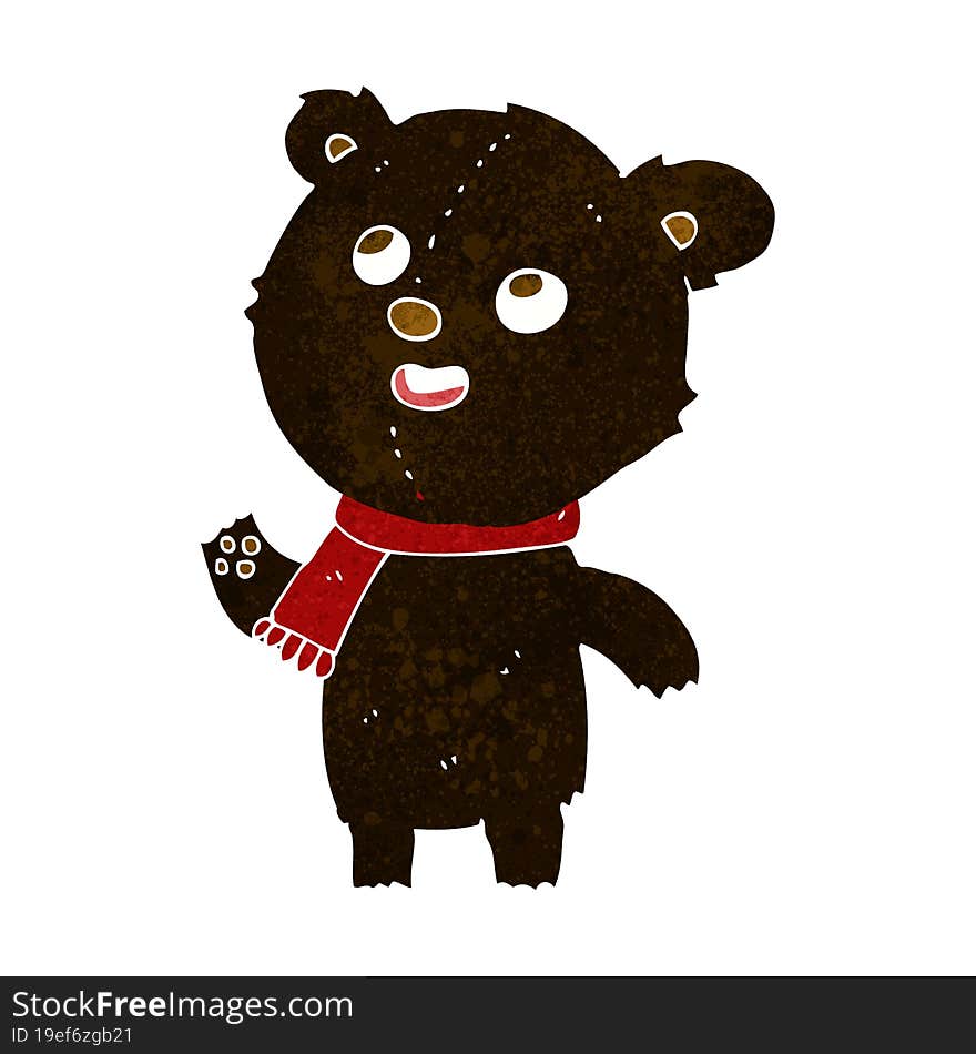 Cartoon Black Bear Wearing Scarf