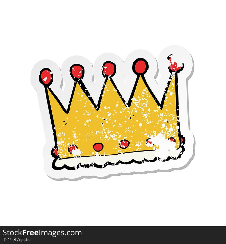 Retro Distressed Sticker Of A Cartoon Crown