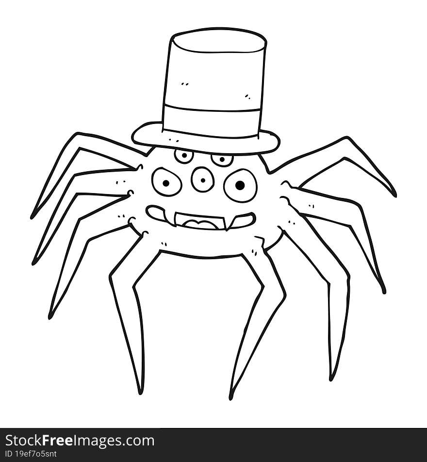 Black And White Cartoon Halloween Spider