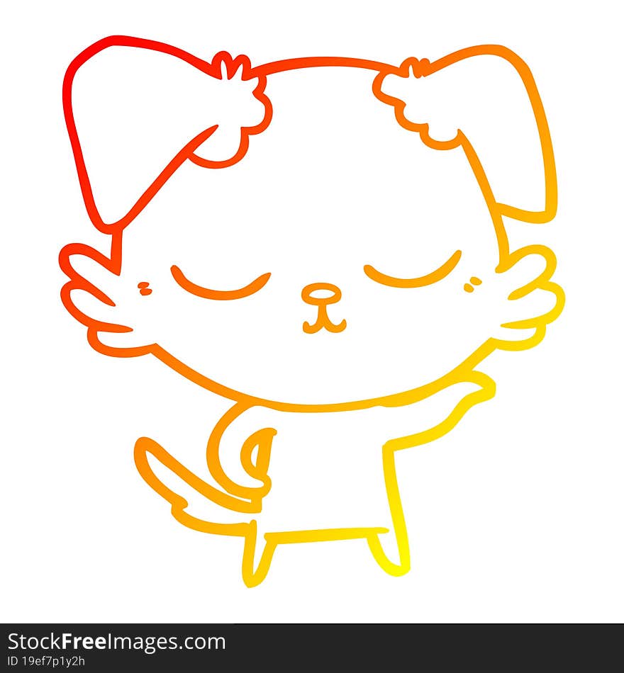 Warm Gradient Line Drawing Cute Cartoon Dog