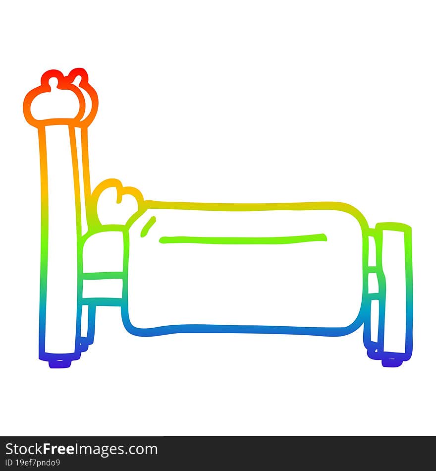 rainbow gradient line drawing cartoon bed