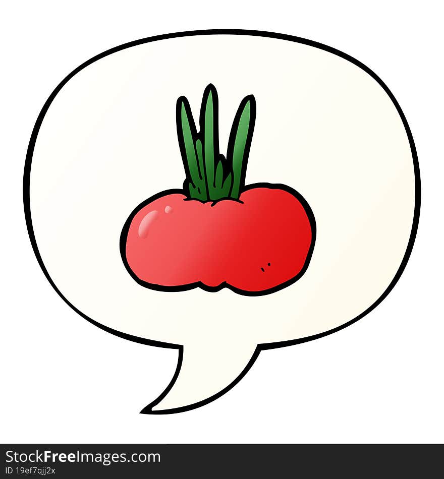 cartoon vegetable with speech bubble in smooth gradient style