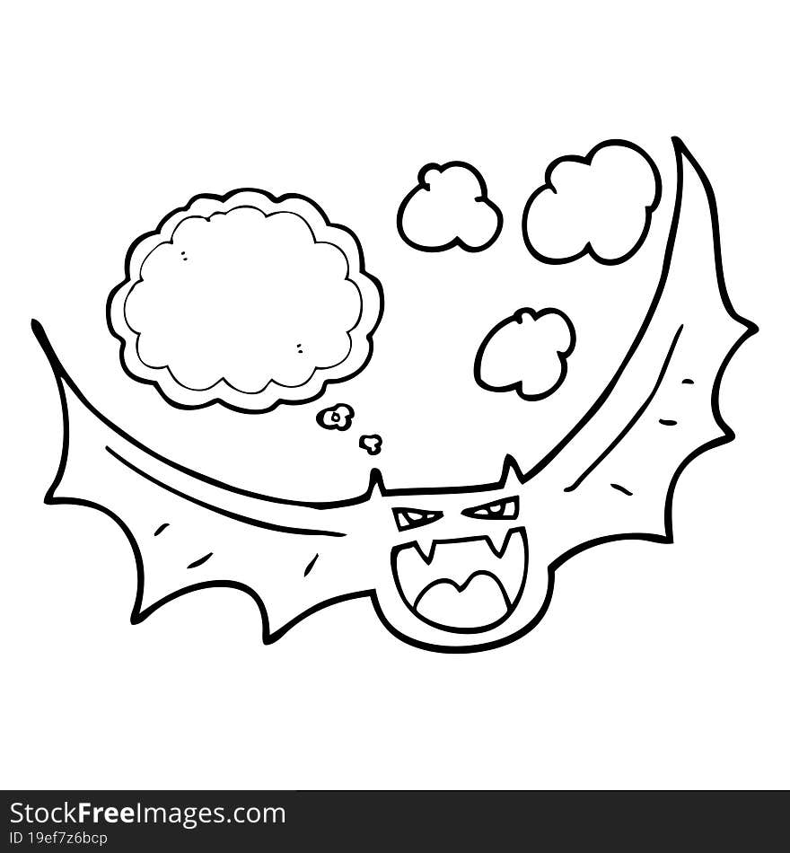 Thought Bubble Cartoon Halloween Bat