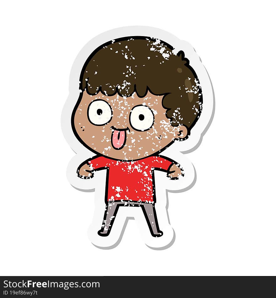 distressed sticker of a cartoon man staring