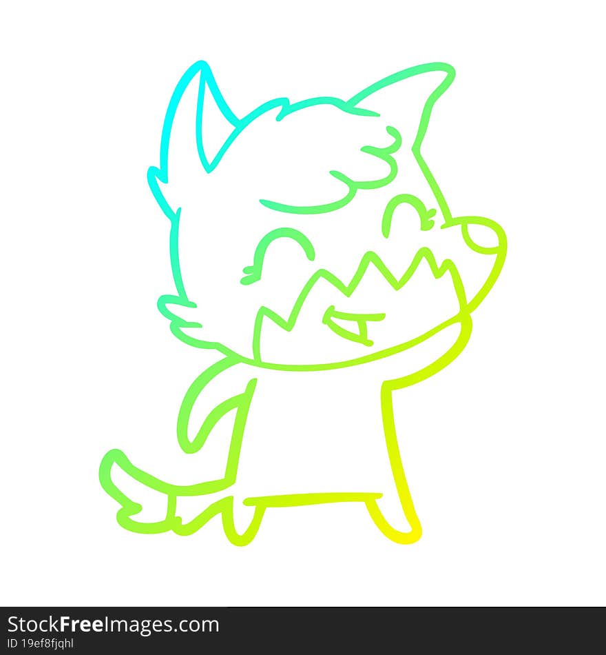 cold gradient line drawing happy cartoon fox