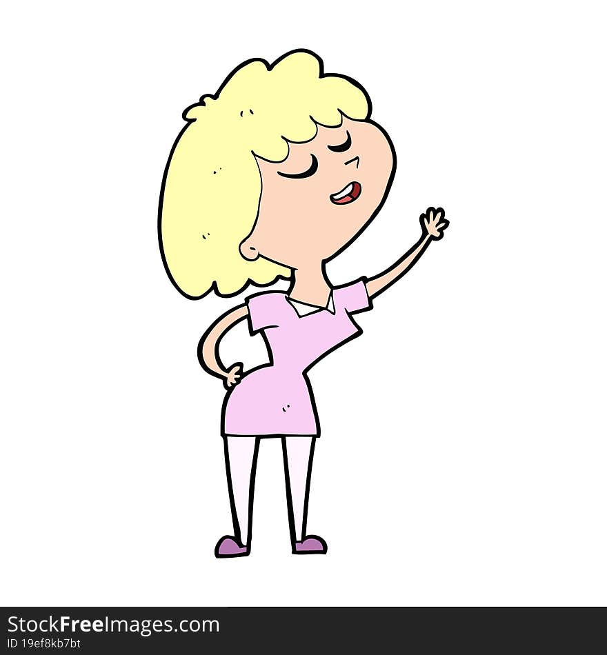 cartoon happy woman about to speak