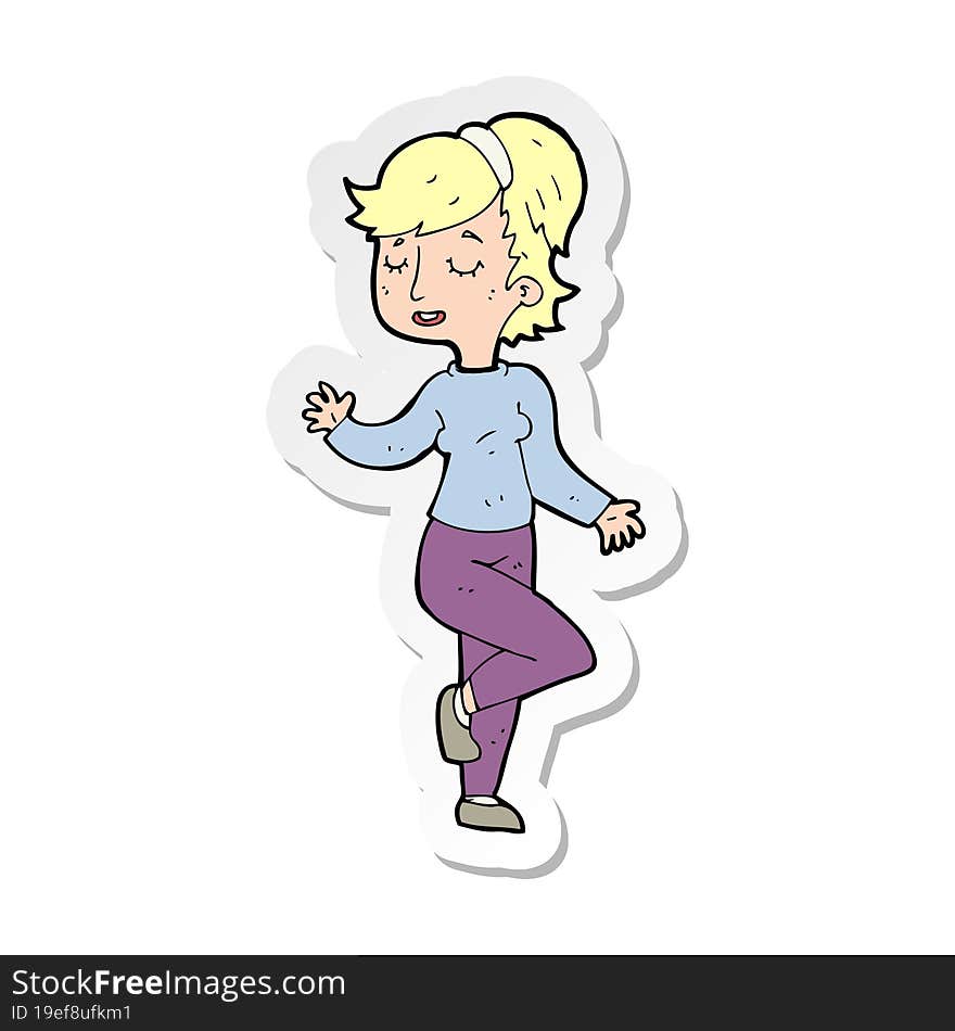 Sticker Of A Cartoon Dancing Woman