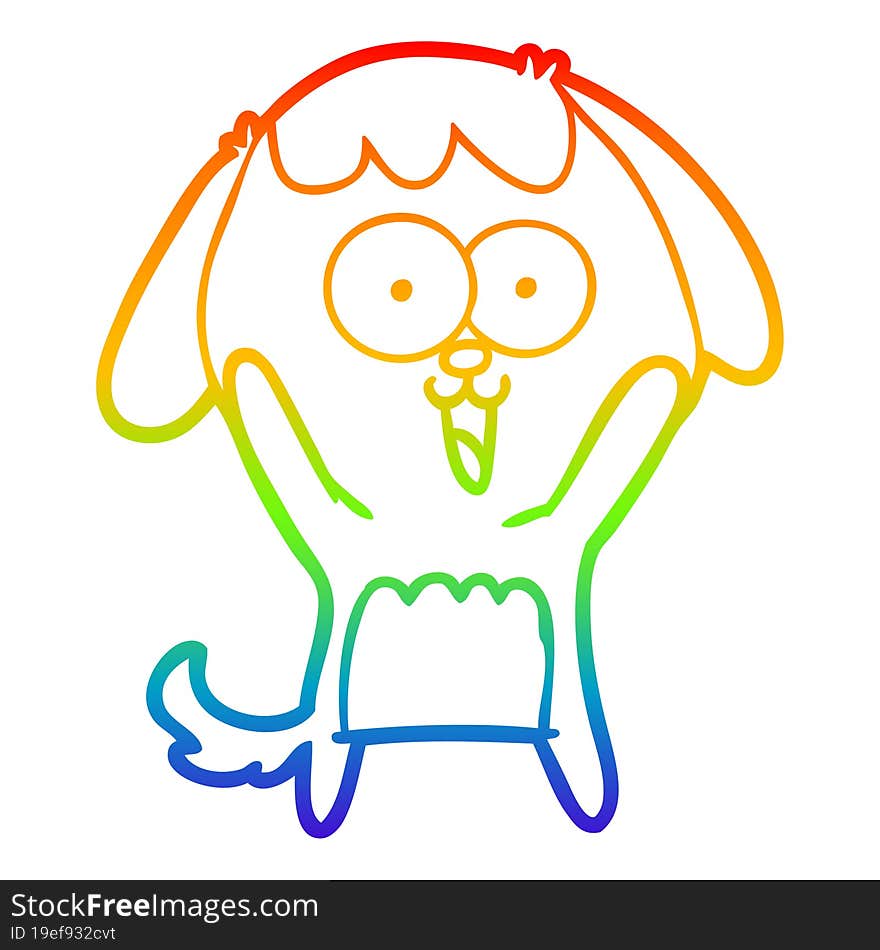 rainbow gradient line drawing of a cute cartoon dog