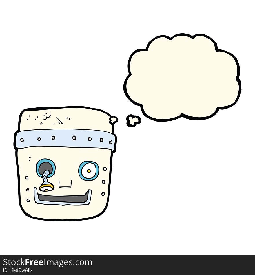 cartoon robot head with thought bubble