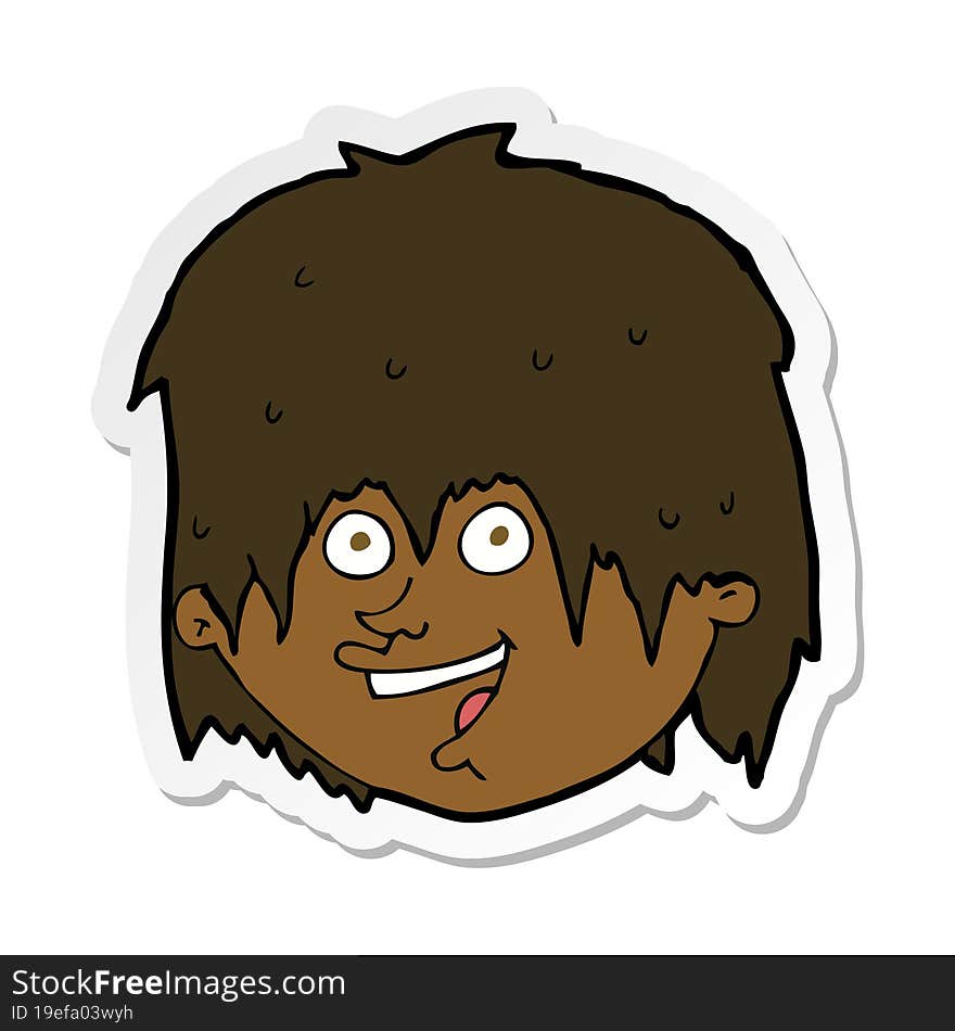 sticker of a cartoon happy man