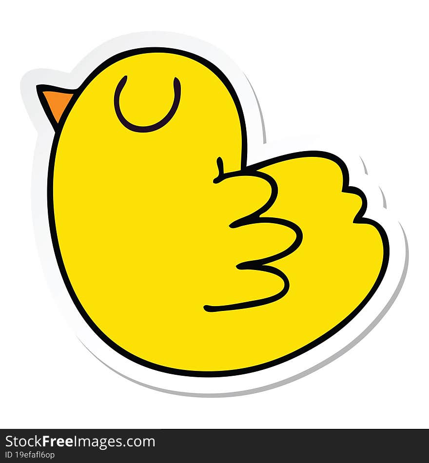 sticker of a quirky hand drawn cartoon yellow bird