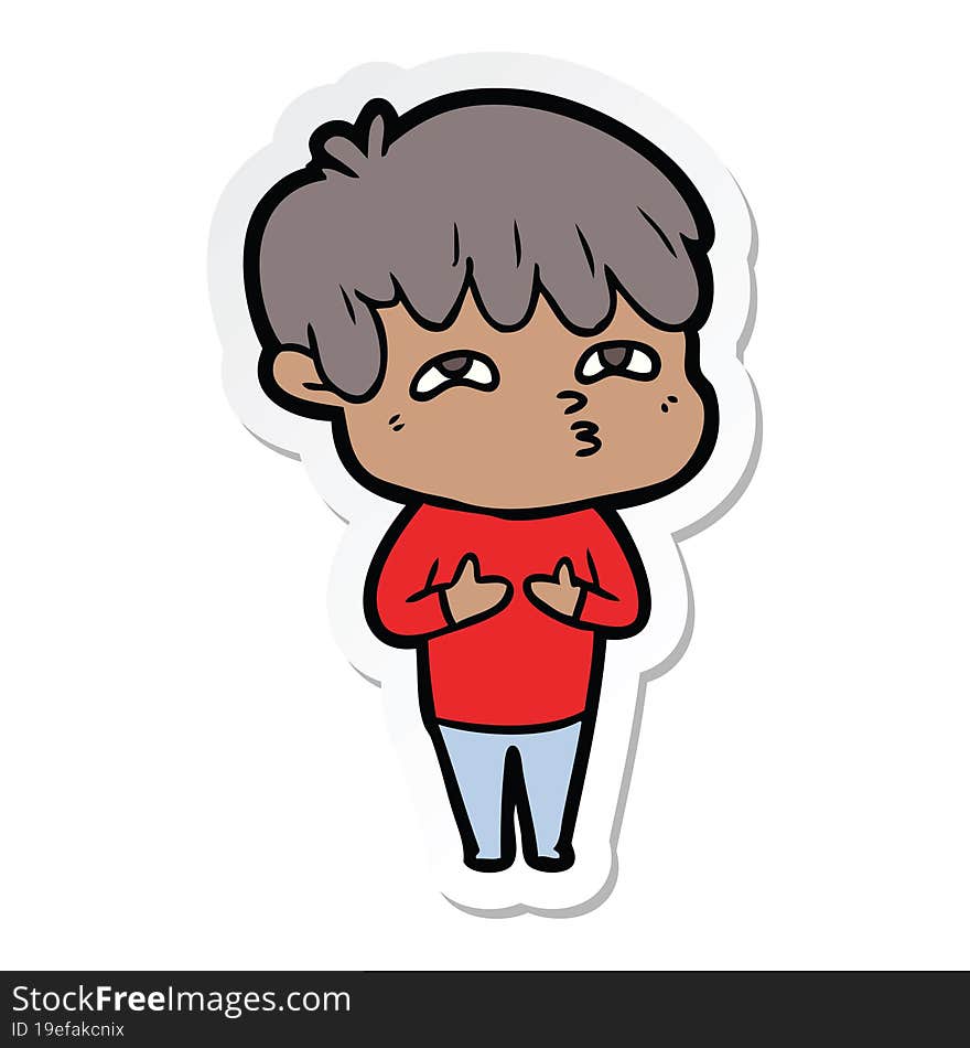 sticker of a cartoon curious man