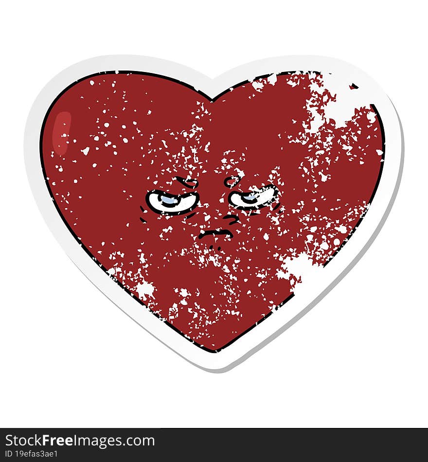 distressed sticker of a cartoon heart