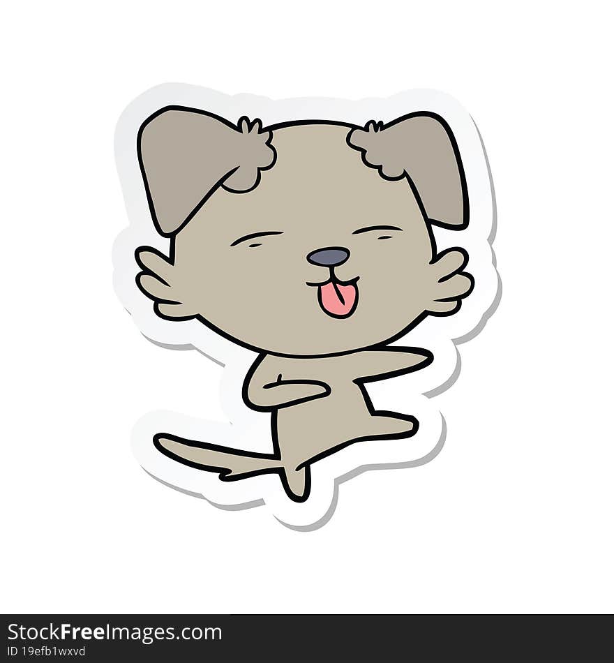 sticker of a cartoon dog dancing