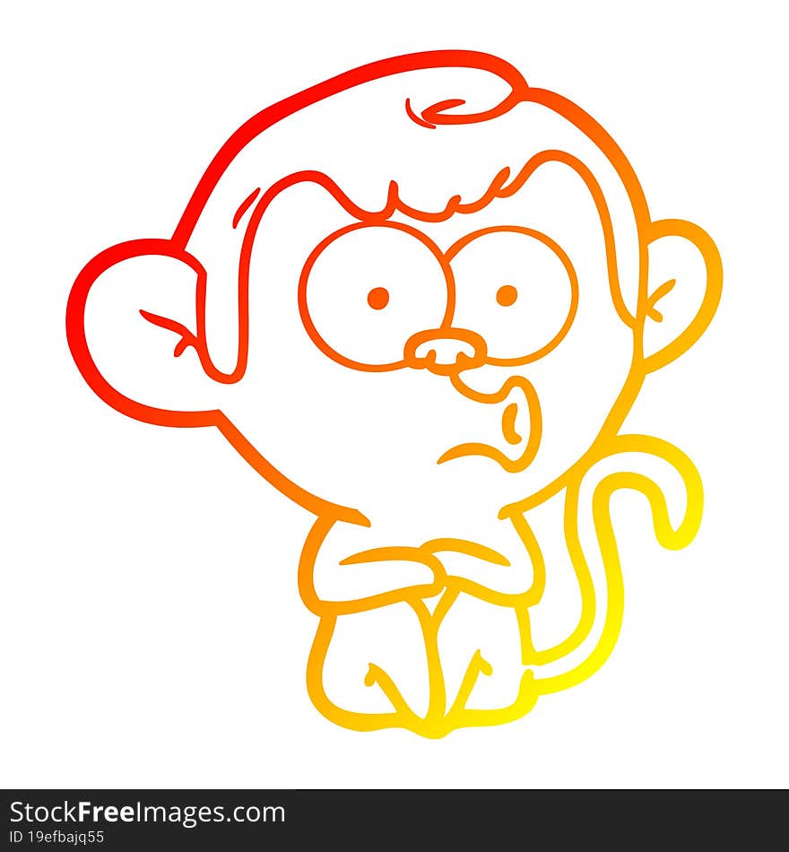 warm gradient line drawing cartoon hooting monkey