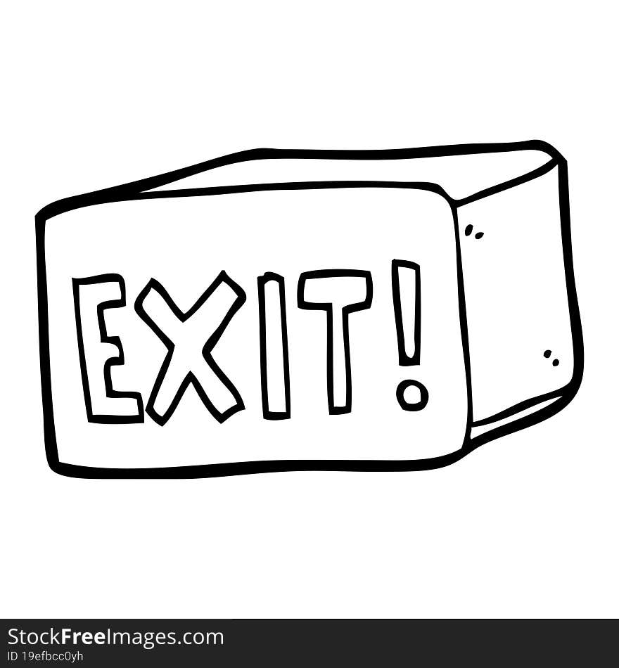 line drawing cartoon exit sign