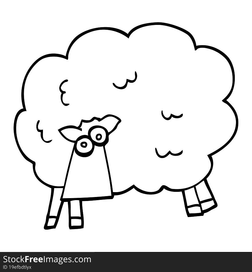 line drawing cartoon funny sheep