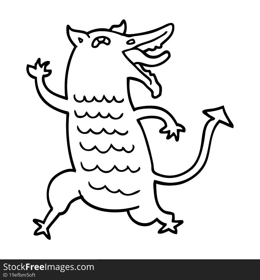 line drawing cartoon medieval demon