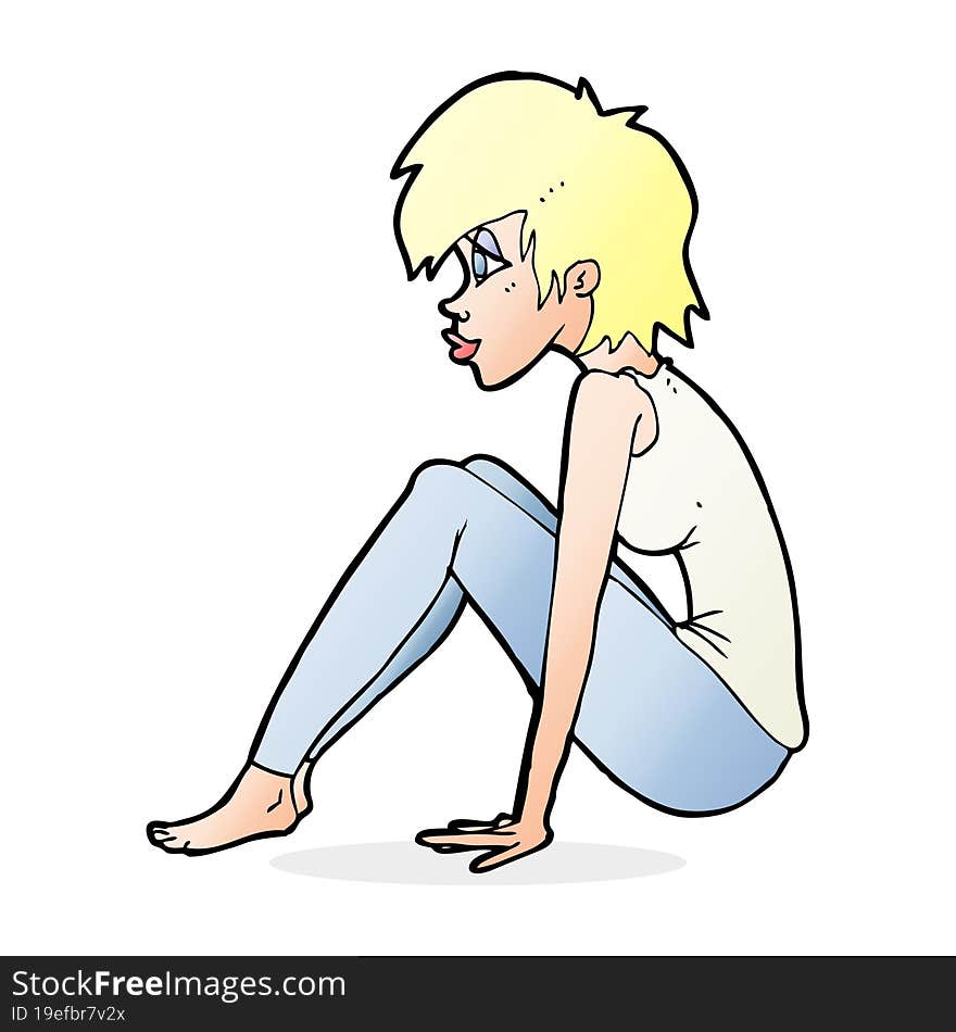 Cartoon Woman Sitting