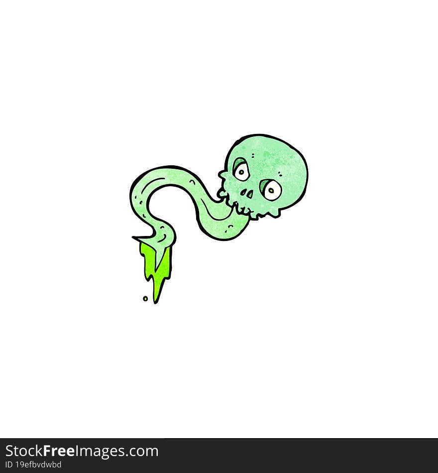 cartoon spooky green skull