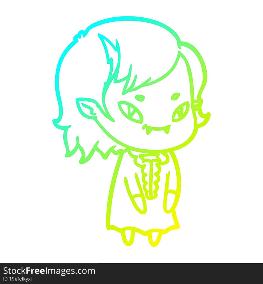 cold gradient line drawing cartoon friendly vampire girl