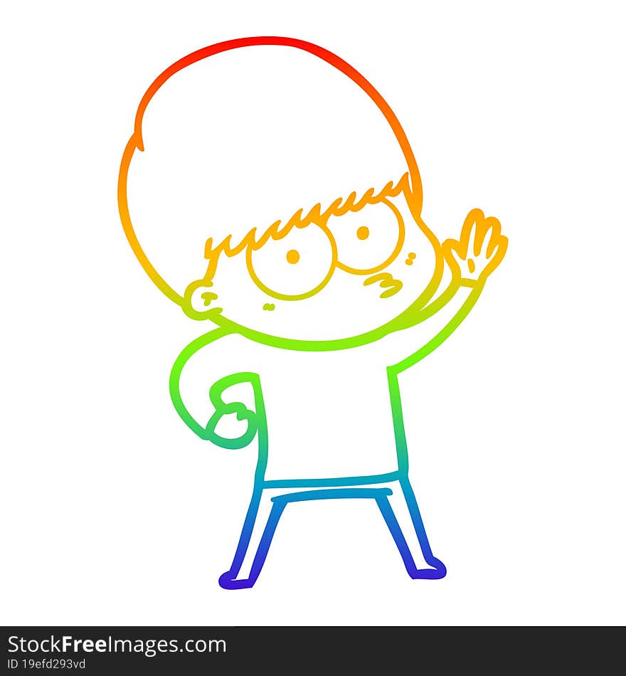 rainbow gradient line drawing nervous cartoon boy