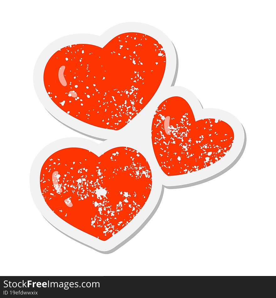 set of love hearts grunge sticker