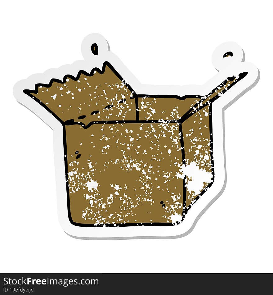 distressed sticker of a quirky hand drawn cartoon open box