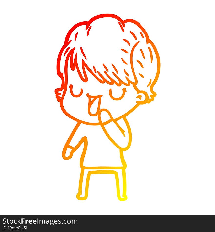 warm gradient line drawing of a cartoon woman talking