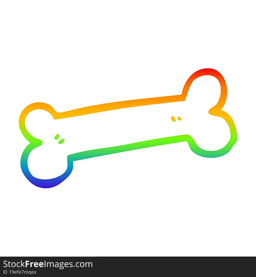 rainbow gradient line drawing cartoon bone